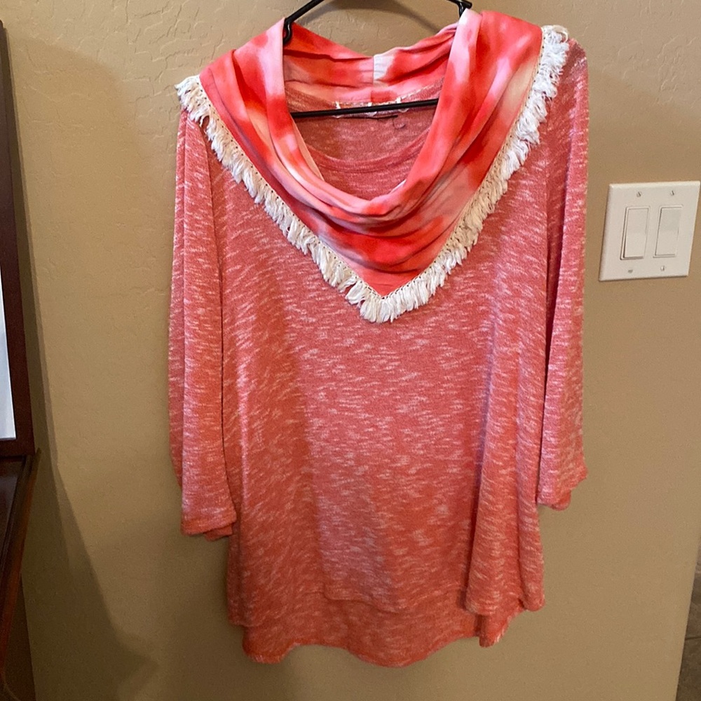 Light weight sweater with detachable scarf